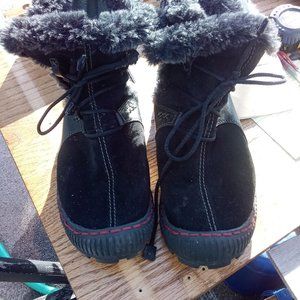 Kalso Earth Central Snow Boots * Sz. 9B women * Black w/fur trim